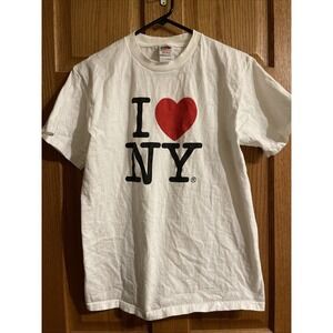 I LOVE NY -  Vtg 90s New York White Fruit Of The Loom T-shirt, Mens Med